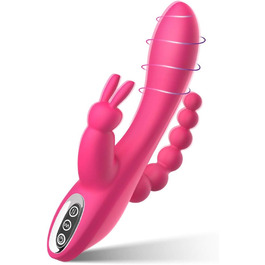 Вібратор для жінок та пар Sxovo 3 в 1: G-точка, кліторальний та анальний стимулятор. 7 режимів, силікон, водонепроникний, рожевий.