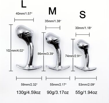 Металевий набір анальних заглушок HXLXW, S/M/L, стимуляція простати, для чоловіків та жінок