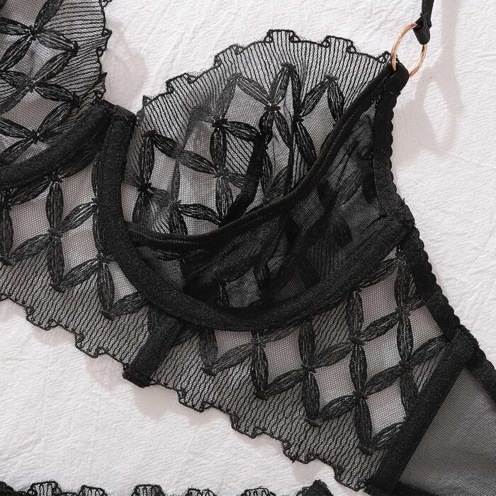 Жіноча нічна сорочка SRZYMJ: сексуальний баддідол, мереживний неглиже, сатинове нічне вбрання, елегантна білизна, для пишних форм, з шнурком, чорний A3, розмір M