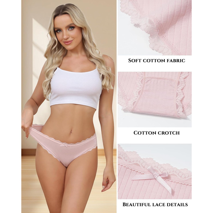 Жіноча бавовняна білизна Levao: комплект трусиків-сліпів, бра-хіпстерів, 6 кольорів, S-XXL