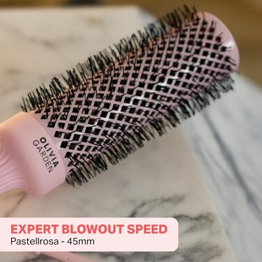 Керамічна кругла щітка для волосся Olivia Garden Expert Blowout Speed 45 мм, пастельно-рожева — для швидкого та професійного випрямлення
