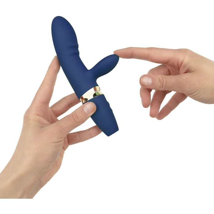 Вібратор AMORELIE Crush – Кролик, 18,5 см, водонепроникний, акумулятор, зелений/блакитний