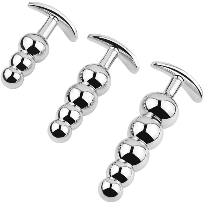 Анальні іграшки для дорослих: набір металевих анальних пробок з G-точком (3 шт.)