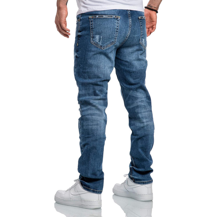 Чоловічі джинси Amaci&Sons Regular Straight Fit з ефектом Destroyed, світло-блакитні, модель 7984 (32W/32L)