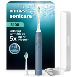 Електрична звукова зубна щітка Philips Sonicare Series 3100 з датчиком тиску, 3 режимами інтенсивності та дорожнім футляром, темно-синя, HX4033/26 (2 насадки)