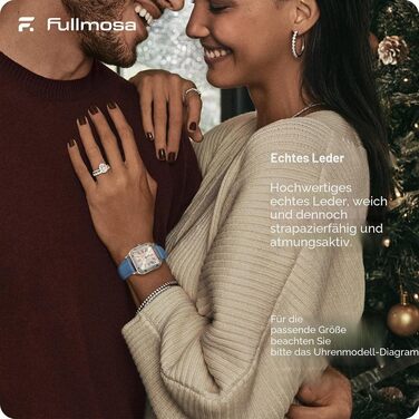 Ремінець Fullmosa зі шкіри для Garmin Vivoactive 6/5/4, Venu SQ та Samsung Galaxy Watch 7/6/5/4/FE/Classic (18мм, світло-блакитний з рожево-золотистим замком)