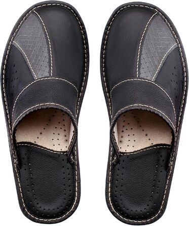 Чоловічі шкіряні домашні капці ESTRO Slipper — зручні та комфортні тапочки для чоловіків, сірі, розмір 46 EU