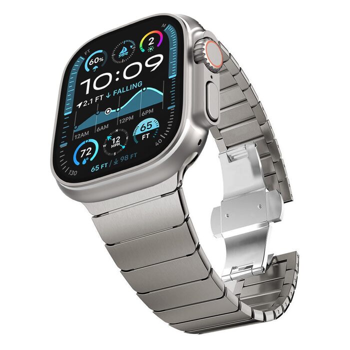 Металевий ремінець CHANCHY для Apple Watch Ultra 3/2/1, Series 11/10/9/8/7/6/5/4/3/2/1, SE — сталевий браслет-заміна (42, 44, 45, 46, 49 мм), титановий колір