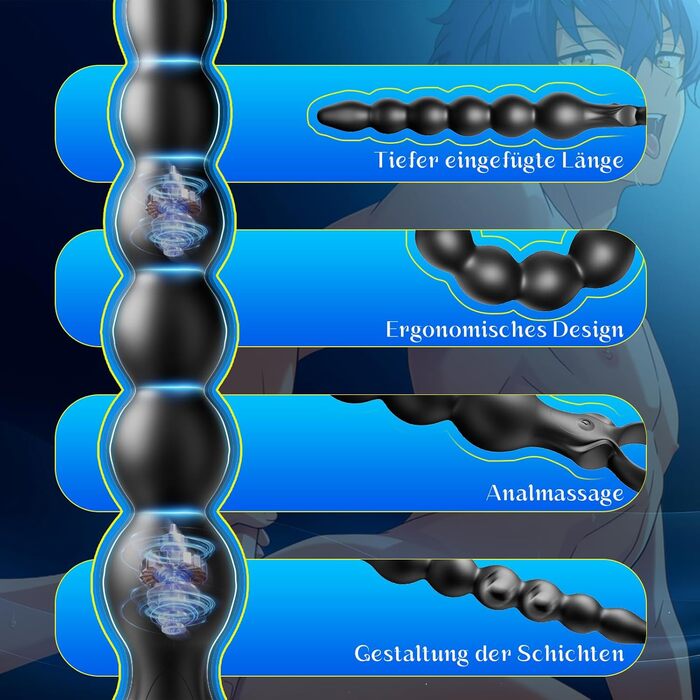 Анальний вібратор для чоловіків та жінок, комплект з 10 режимів вібрації, іграшки для дорослих