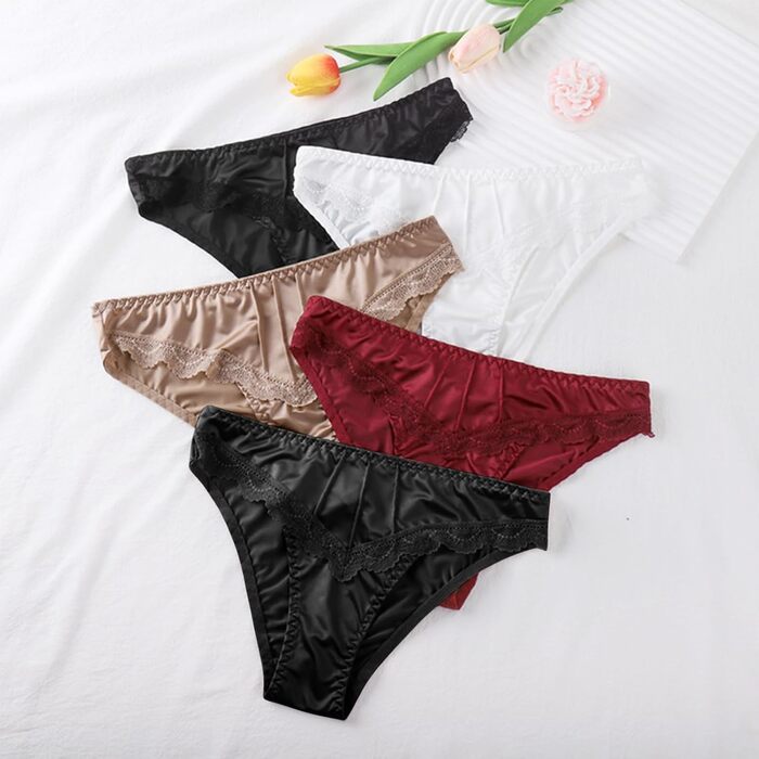5 пар жіночих трусиків з мереживом, безшовні, сексуальний комплект, дихаючі, бразильський сліп, хіпстер, трусики-сліпи, багатопакові (B-5er, M)