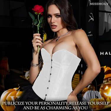 Корсет Miss Moly для жінок з атласу, Burlesque, модельний, Overbust, топ, білий