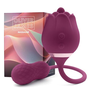 Вібратор-дилда 2-в-1 Rosen від Oliver James - жіноча інтимна іграшка, 10 режимів вібрації, водонепроникний, USB-зарядка (фіалковий, темно-фіолетовий)