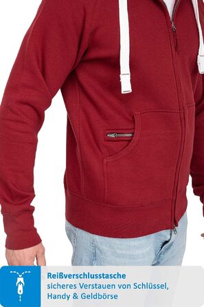 Чоловіча толстовка на блискавці з капюшоном Happy Clothing — тепла флісова куртка Regular Fit, бордова, розмір XXL