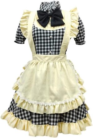 Сукня в стилі Лоліта в клітинку TTYAO REII: Костюм служниці з спідницею, Косплей Аніме, для Хелловіну