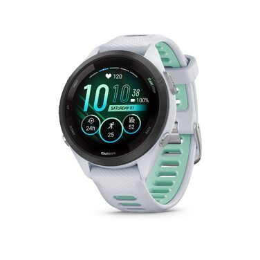 Спортивний смарт-годинник Garmin Forerunner 265S AMOLED, 42 мм, Whitestone/Neo Tropic — для бігу та тренувань