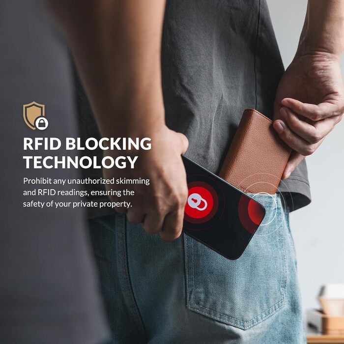 Шкіряний гаманець-картхолдер VULKIT з RFID-захистом, Pop-Up системою, відділенням для купюр, монет та вікном для ID (Sepia)