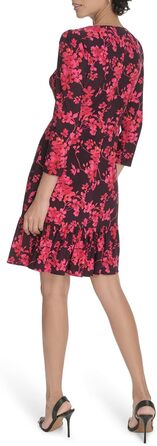 Сукня Tommy Hilfiger Autumn Blossom приталена 3/4 рукав, баклажан/багатобарвна
