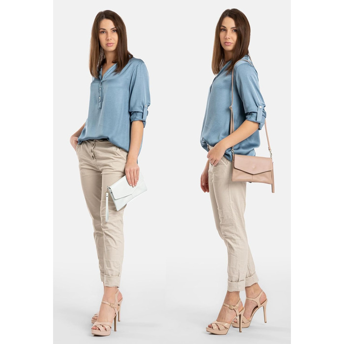 Жіноча сумка-клатч Caspar Elegante з натуральної м'якої шкіри наппа, вечірня сумка через плече Premium Line, темно-синя, Made in Italy