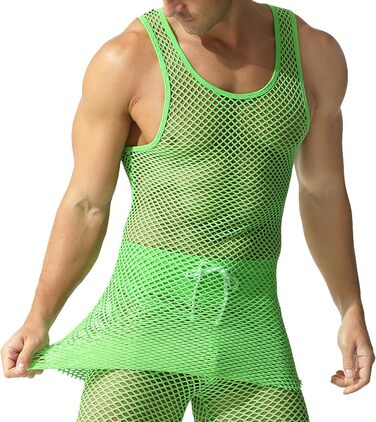 Чоловіча сітка QiaTi - прозора футболка-сітка, довга модель (зелена, M)