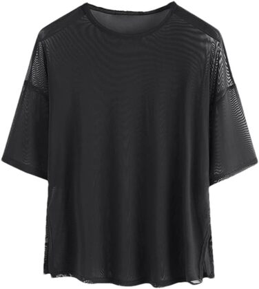 Чоловіча футболка Mesh - сексуальна, з короткими рукавами, прозора, для нічного клубу, вечірки, стильна