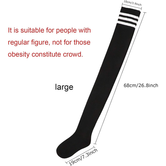 DRESHOW 3 пари довгих жіночих шкарпеток вище коліна, гоножиків, панчіх у смужку (3 пари: чорний, сірий, білий)