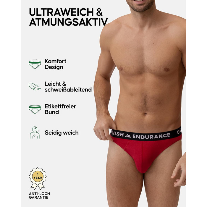 Труси чоловічі DANISH ENDURANCE 6 шт. з бамбука, класичні, м'які, з еластиком, без етикетки, 3XL (6 кольорів)