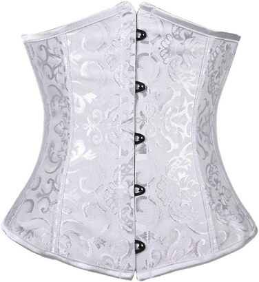 Корсет Everbellus для жінок з 24 сталевими ребрами, для схуднення, корсаж, пояс, під грудьми, без ребер, мідер (S, білий)