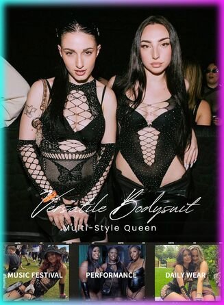 Елегантний жіночий комплект нижньої білизни Ella Lust: мереживний боді, сукня з паєтками та мереживні рукавички. Чорний, універсальний розмір.