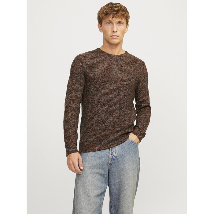 Чоловічий в'язаний светр Jack & Jones Jjelewis з круглим вирізом, колір Mocha Bisque