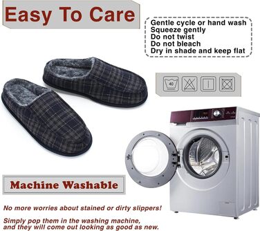 Чоловічі домашні капці-мокасини cosyone1997 з ефектом пам'яті (Memory Foam), протиковзкі, для дому та вулиці, темно-сині в клітинку, розмір 43/44.5 EU