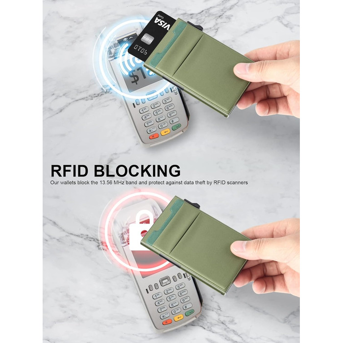 Мінімалістичний RFID гаманець-картхолдер TOYFID з Pop-up механізмом та відділенням для монет, зелений