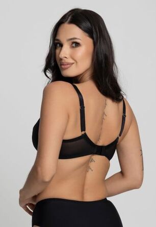 Selente бюстгальтер-бра з пуш-ап для жінок, чорний, мереживний, без підкладки, розміри C-K, 85H, Made in EU