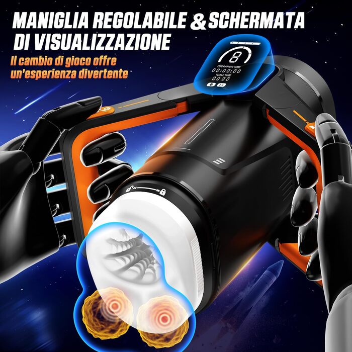 Інтимна іграшка для чоловіків Eanatoys Masturbieren - 9 вібраторів, телескопічна функція, 3D реалістична вагіна, LCD-дисплей, помаранчевий колір