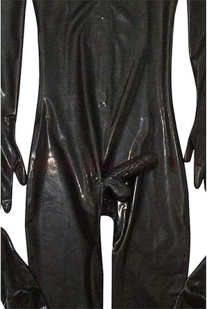 Чоловічий лаковий комбінезон-тіло з отвором для статевих органів, сексуальний, на блискавці, чорний, для косплею, Хелловін (L)