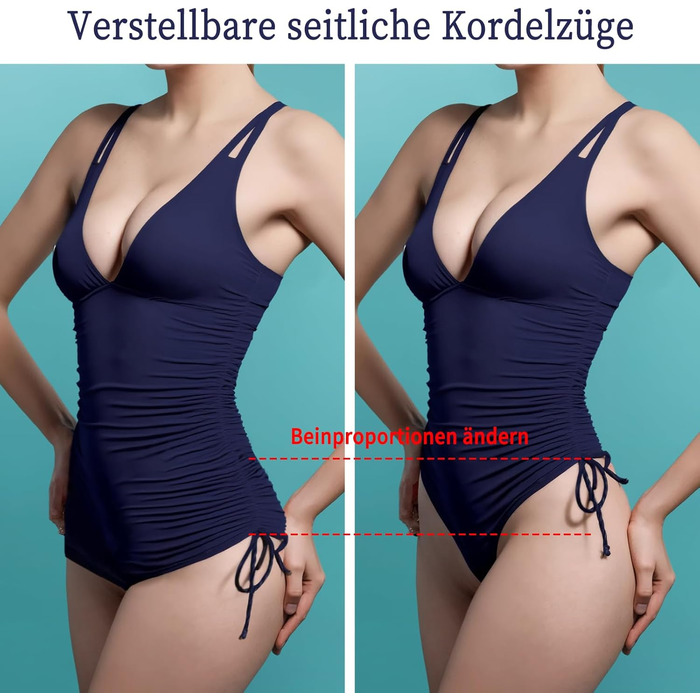 Купальник жіночий Badeanzug – монокіні з пуш-ап, V-подібний виріз, регульовані бретелі, темно-синій (один розмір, M)
