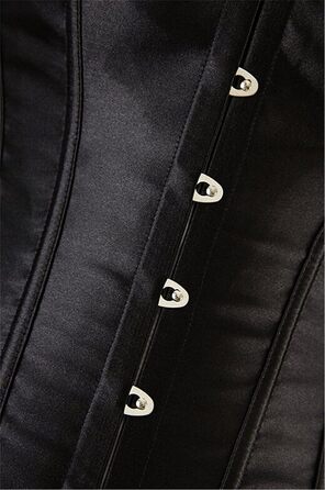 Корсет Daen Korsett для корекції фігури, повний бюст, топ-бюстгальтер, готичний, бурлеск, шнурівка, сатиновий чорний (S)