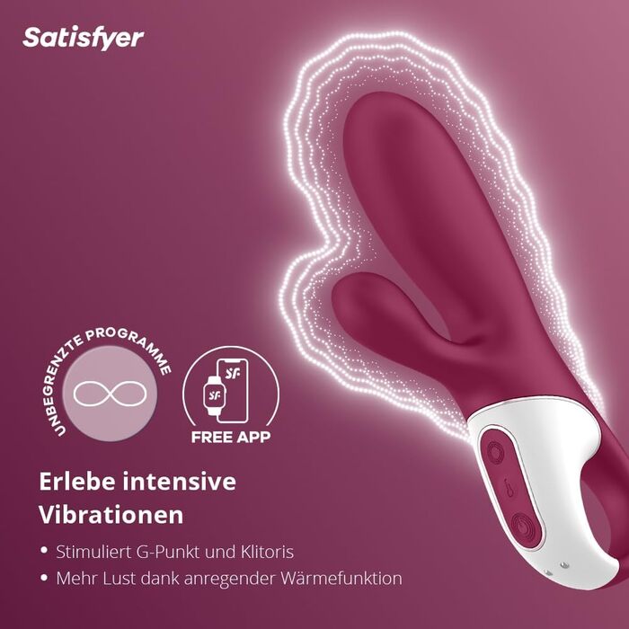 Satisfyer Rabbit Heated Affair Connect - вібратор кролик з підігрівом та Bluetooth, червоний, 20.5 см