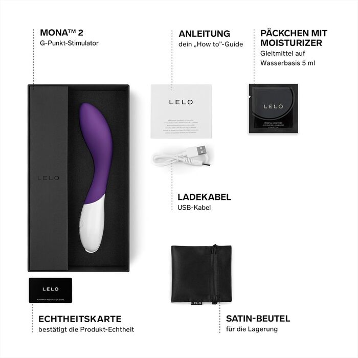 LELO Mona 2 – Електричний стимулятор точки G для жінок, бездротовий вібратор-масажер, фіолетовий
