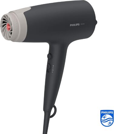 Фен для волосся Philips Series 3000 BHD351/10 з функцією іонізації та ThermoProtect, 2100 Вт, 6 рівнів температури та швидкості, білий/чорний
