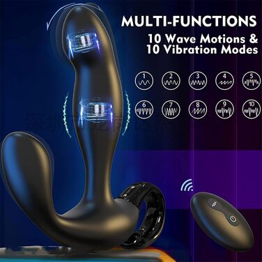 Вібратор для чоловіків PINTLE з дистанційним керуванням, масажер простати, анальний плагін з 10 режимами вібрації та функцією удару