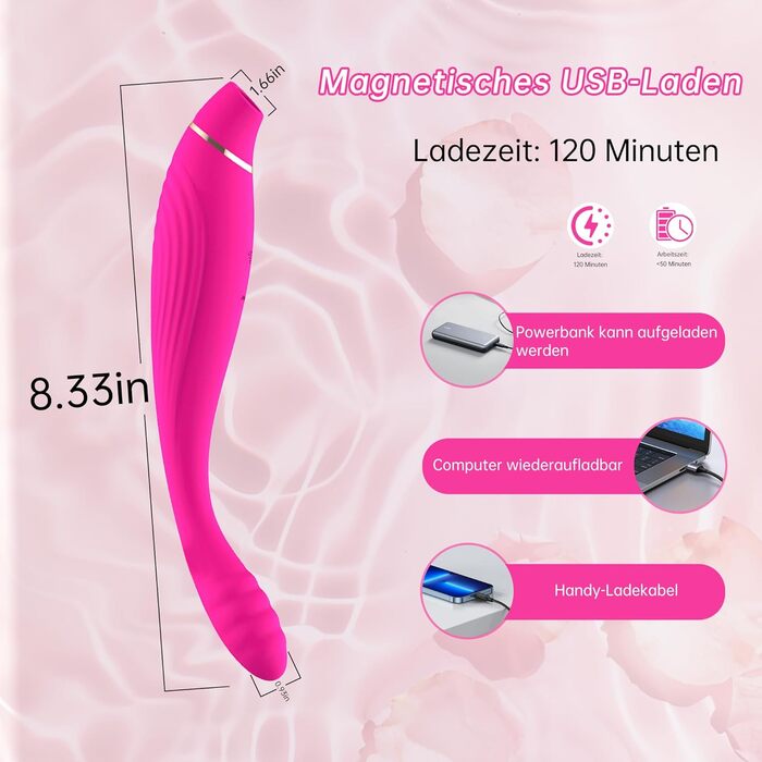 Набір вібраторів для жінок PLNTLE: секс-іграшки з 10 режимами вібрації та 10 режимами сукції, тихий, водонепроникний (IPX7), для пар та одиночок