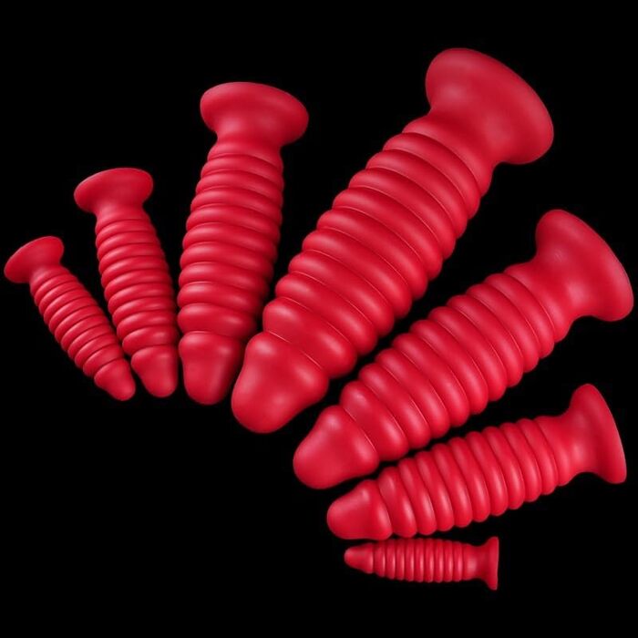 Анальний плагін Hrekssi з спіраллю, 7 розмірів, з силікону, для чоловіків та жінок, червоний
