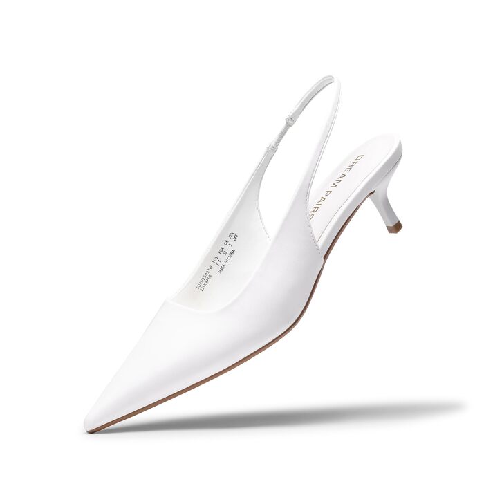 Жіночі туфлі-човники Dream Pairs на низьких підборах з відкритою п'ятою (slingback), білі, розмір 43 EU