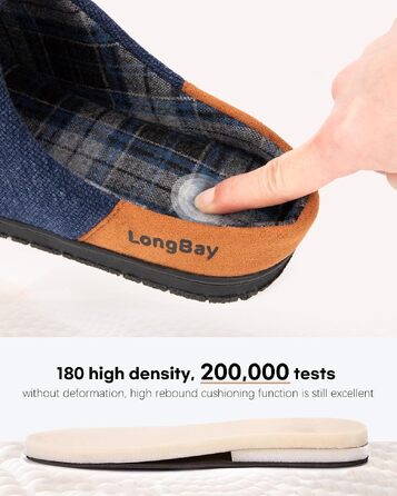 Чоловічі в'язані тапочки LongBay з ефектом пам'яті (Memory Foam), дихаючі домашні капці для будь-якої пори року, сині, розмір 44 EU