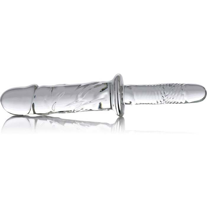 XR Brands Master Series Brutues: XL скляний дилда з насічками та зручним захопленням - прозорий