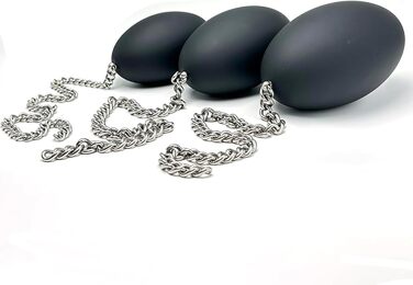 Анальний плаг з нержавіючої сталі з ланцюжком, анальний м'яч, кулі для ануса, великі овальні анальні плаги, анальні кулі трьох розмірів, анальний дилататор з великим анальним м'ячем. Іграшки для дорослих для чоловіків та жінок (M)