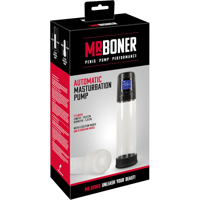 Пумповий насос для пеніса Mister Boner, прозорий, 20 см