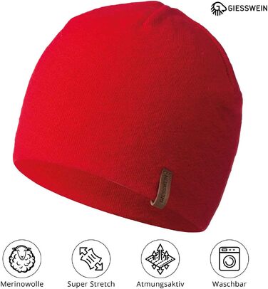 Спортивна шапка Giesswein Merino Cap Gehrenspitze з мериносової вовни, унісекс, вогнево-червона, один розмір