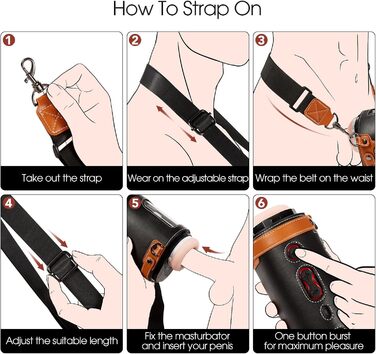 Автоматичний статевий аксесуар для чоловіків - бездротовий, видимий, машина для орального сексу з 10 рухами та 2 реалістичними рукавами та портабельним ремінцем, іграшка для дорослих