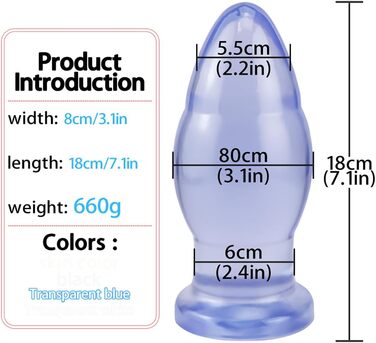 Анальний дилататор Fewarq XL з присоском, великі анальні кулі, G-spot, вагінальний мастурбатор, Butt Plug, SM, еротична іграшка для чоловіків та жінок (прозорий)